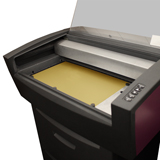 Step 2 :: Place sheet of AlumaMark in bed of your CO2 laser and print.<br />The laser beam creates the mark or image. 